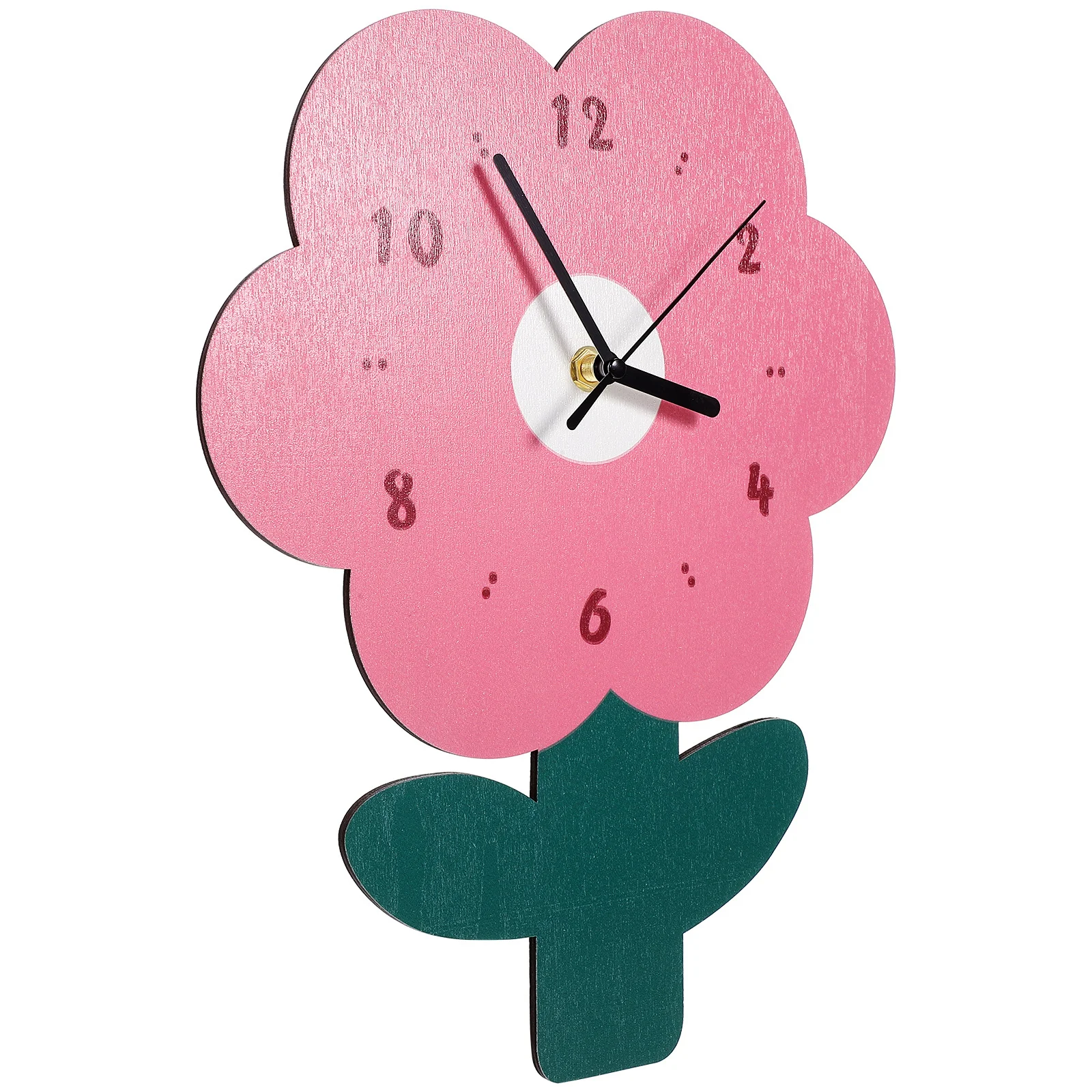 

Silent Flower Wall Clock Wood Material Sturdy Decorative Home Office No Noise Hanging Clock Wall Clocks Wood