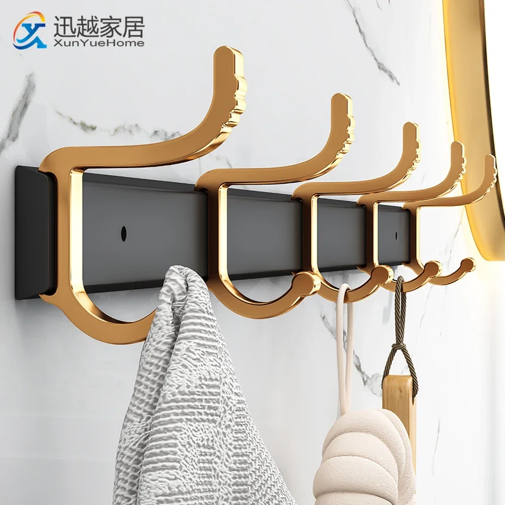 

Coat Hanger Hook Towel Hooks 60cm Black Gold Aluminum Behind Door Wall Shower Room Clothes Hanging Bathroom Kitchen Accessories