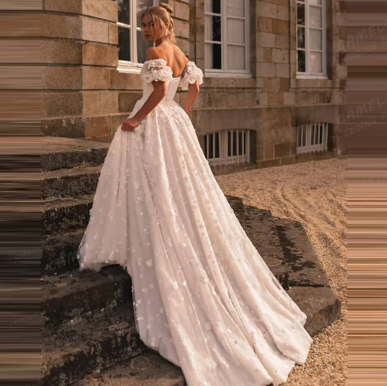 ประณีต Boho ชุดแต่งงานผู้หญิงเซ็กซี่ Appliques สายชุดเจ้าสาวปิดไหล่ Sweetheart ที่กําหนดเอง Vestidos De Novia