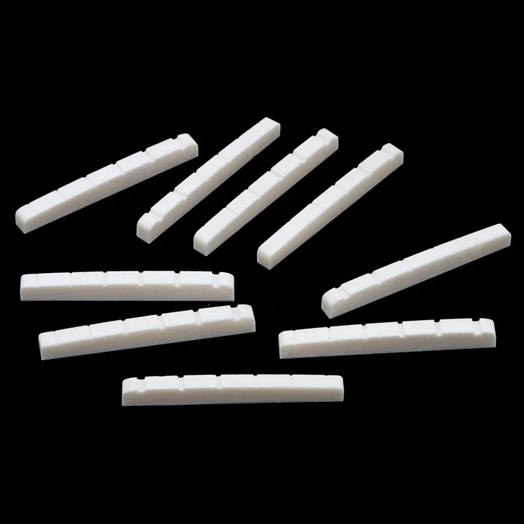 

10Pcs 42mm Guitar Nut Slotted Bone Nut for 6 String Tele Electric Guitar,Flat Bottom