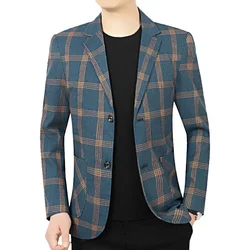 BROWON Brand Plaid Striped Business Blazers for Mens 2026 New Spring Autumn Fashion Casual Suit Jacket Men Interview Coat