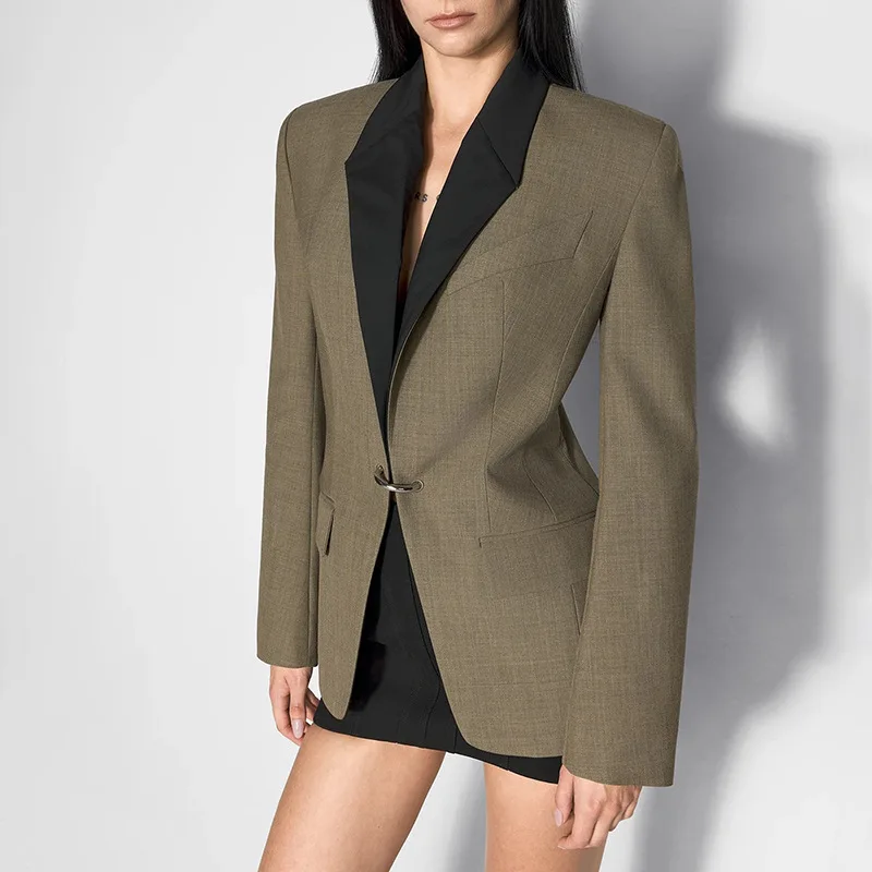 

OL Style Women's Elegant Single-Button Casual Lapel Blazer Coat Autumn Fashion Classic Fit Coat