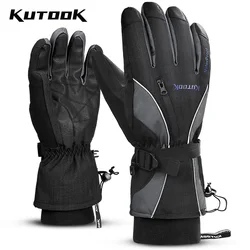 KUTOOK Winter Ski Gloves Waterproof Thermal Windproof Warm Snowmobile TPU Snow Ski Accessories Men Touch Screen Snowboard Gloves