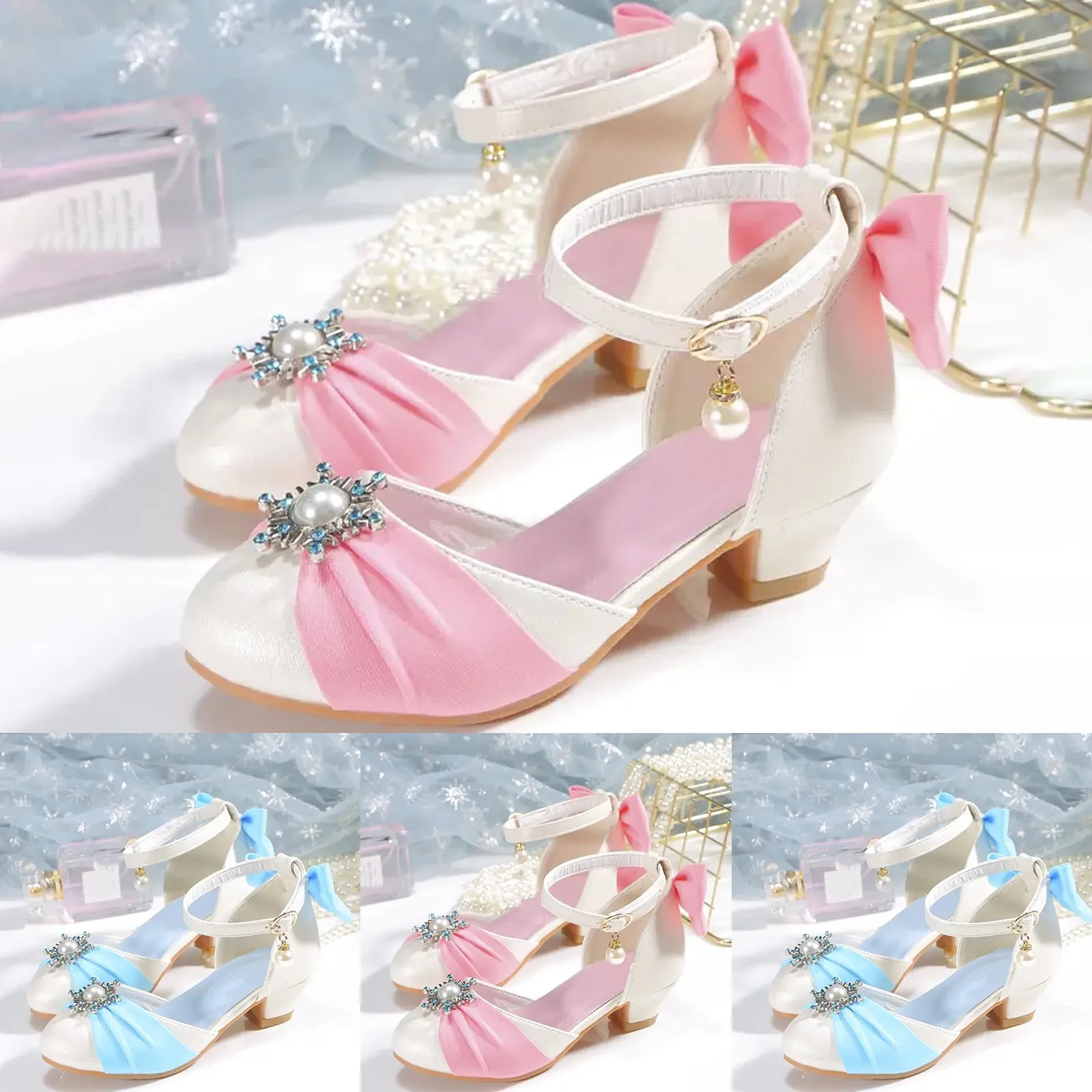 Girl High-heeled Sandals Children\'s Summer Pink Sandals Kids Piano Performance Crystal Shoes Princess Dress Catwalk Shows Sandal