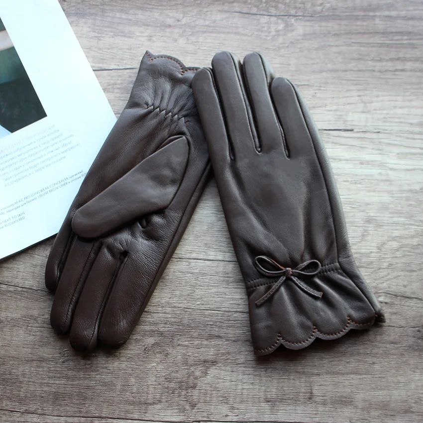 fashion-new-women's-leather-gloves-touch-screen-sheepskin-velvet-lining-autumn-and-winter-thick-outdoor-cycling-warm-gloves