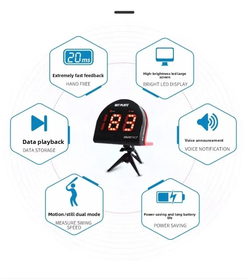 Portable Balls Parts，Professional Tennis Speedometer Serve Swing Practice Tennis Speedometer Voice Broadcast Ball Speed Radar