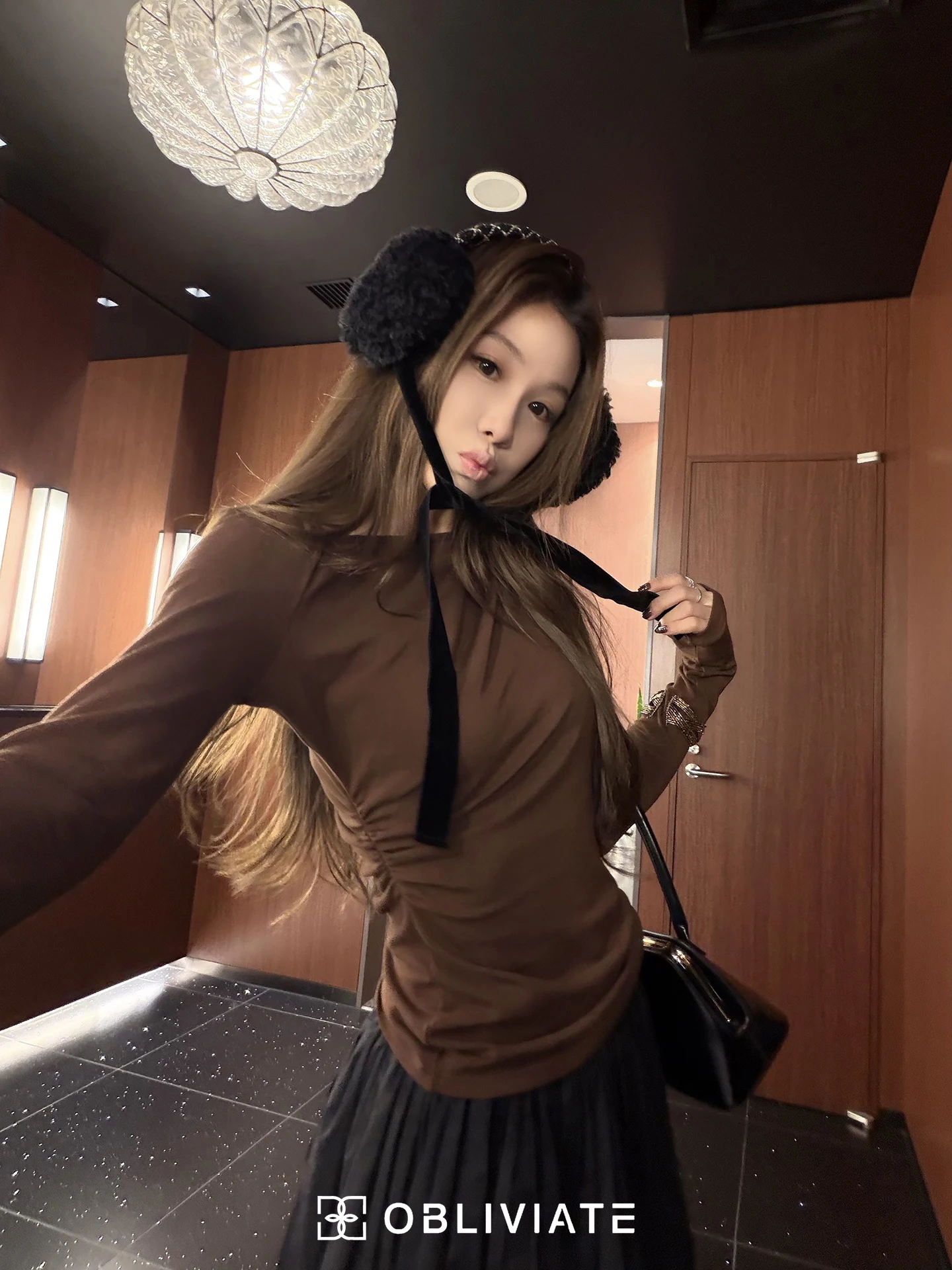

Obliviate Women's Long Sve Wool Blend Camere Blend Base Layer Top Gold Ratio Wool Autumn Winter Faion Inner Wear