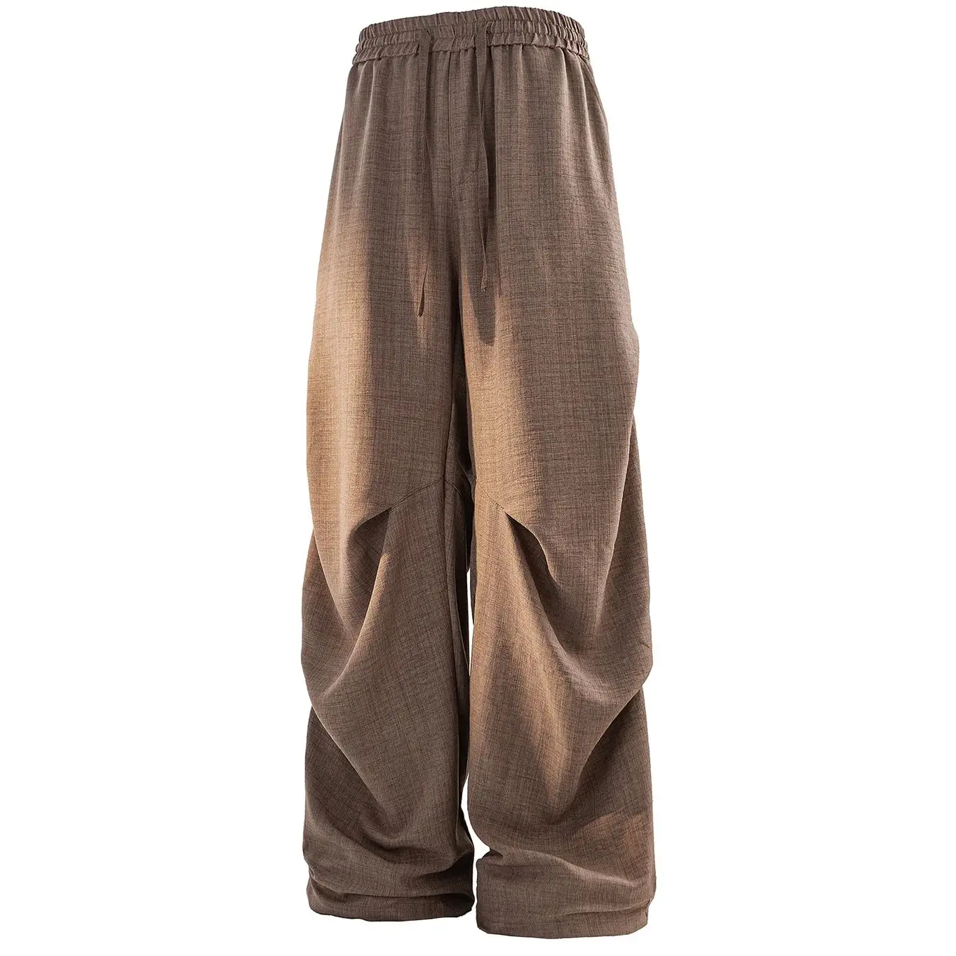 

Men's Casual Solid Color Straight Pants Summer Fashion Pleated Elastic Waist Trousers Loose Daily Pants