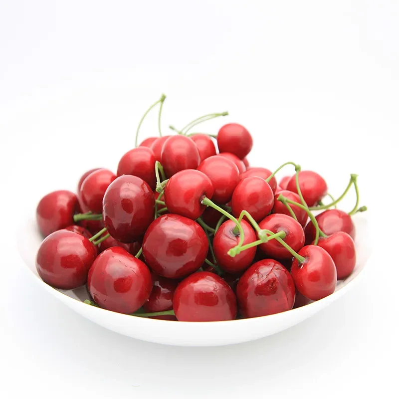 Single Head Artificial Cherry Fake Fruit Model Simulation Cherry Ornament Food Photography Props Home Decor Party Supplies Kids