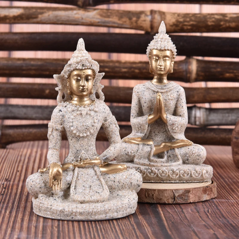 Buddha Statues Sandstone Thailand Buddha Sculpture Fengshui Figurine Home Decor