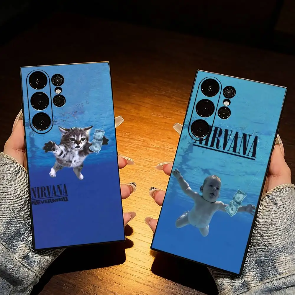 

N-Nirvana Grunge K-Kurt Cobain Singer Phone Case For Samsung S25,S24,S21,S22,S23,S20,Ultra,S26,Plus,Fe,Note,5G Black Cover