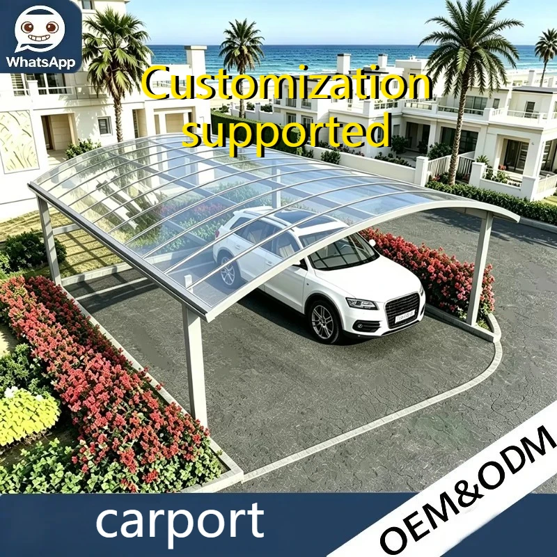Custom Modern Aluminum Frame Carport With Polycarbonate Roof Rainproof Sunshade Design Easy Parking For Outdoor Vehicles