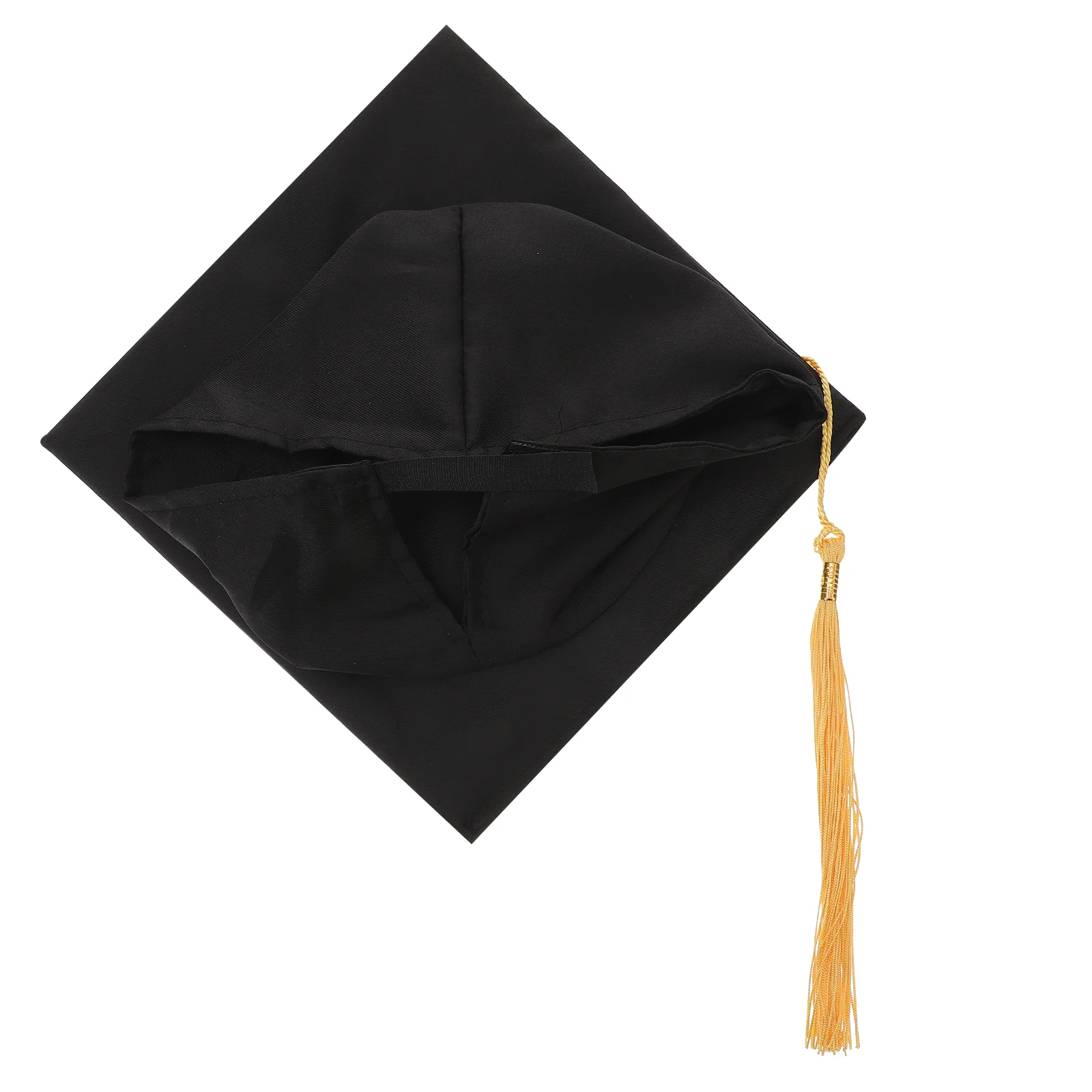 Graduation Hat Polyester Black Yellow 24x24cm Adjustable Board Tassel College Party Accessory Bachelor Cap