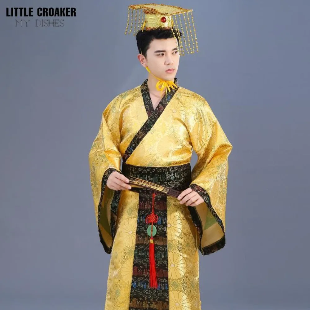Men's Emperor Hanfu Costume – Chinese Han Dynasty Dragon Robe Royal Prince Performance Outfit for Adults