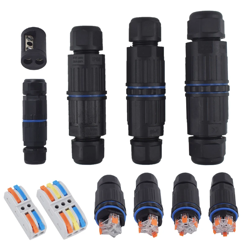 IP68 Waterproof Cable Connector Quick Connection KVSF-15 2 in 2 out 2/3/4/5 Pin Electrical Terminal Adapter Wire Connector