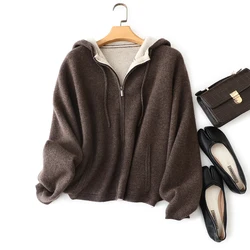 masigoch europe winter double thick luxury knits 100% cashmere zipper hooded cardigan coat