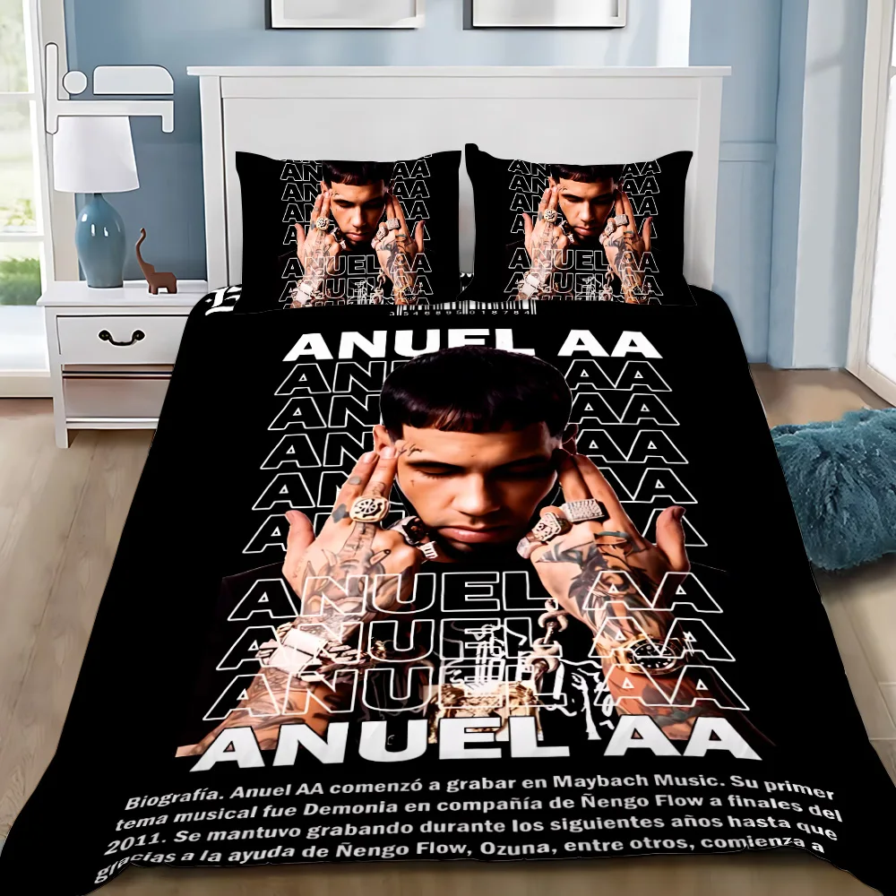 3D Printed Anuel Aa Real Hasta La Bedding Set for Boys Girls Duvet Cover Pillowcase Twin Queen King Full Single Double Sizes