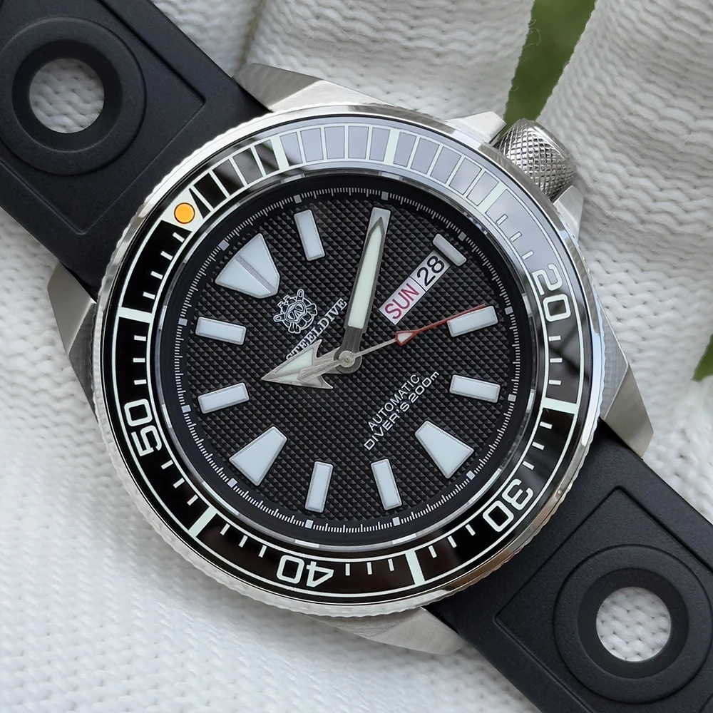 STEELDIVE – montre de plongée pour hommes, 43.8mm, automatique, mécanique, 20ATM, BGW-9, saphir lumineux, lunette en céramique NH36