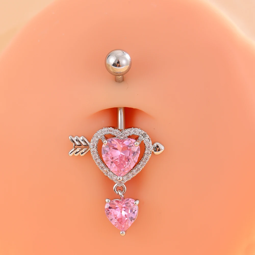 14G Long Dangled Belly Button Rings Stainless Steel Buttefly-Knot Heart Pearl Belly Piercing Nombril for Women Sexy Body Jewelry