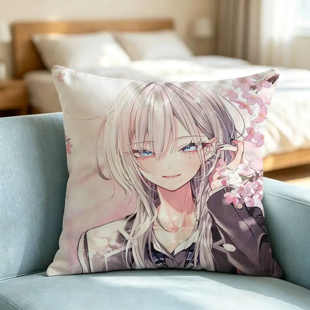 Haimiya Senpai wa Kowakute Kawaii Square Double-Sided printed Pillow Case Bedroom Bedside Pillow Sofa Cushion Cover Gift