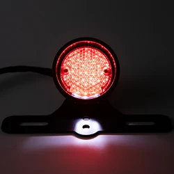 12V Vintage Motorcycle LED Red Rear Brake Stop Light Back License Lights With Install Bracket
