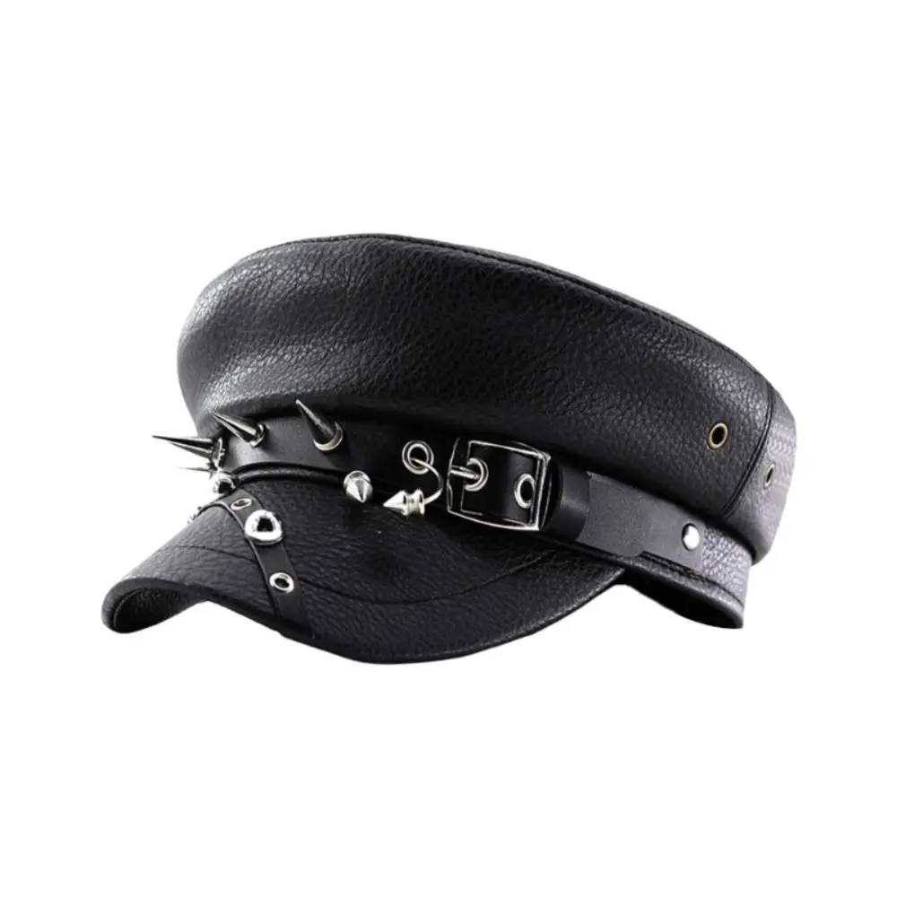 

Casual Black Women's Beret Pu Leather British Style Captain Caps Vintage Newsboy Cap Outdoor