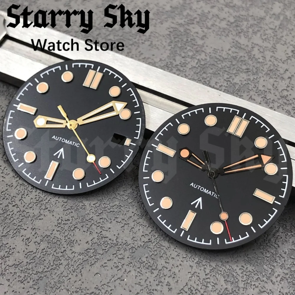 Starry Sky 31mm Black Watch Dial Watch Hands With Green Luminous Suitable For NH35/ETA PT5000 Automatic Movement Watch Accessory