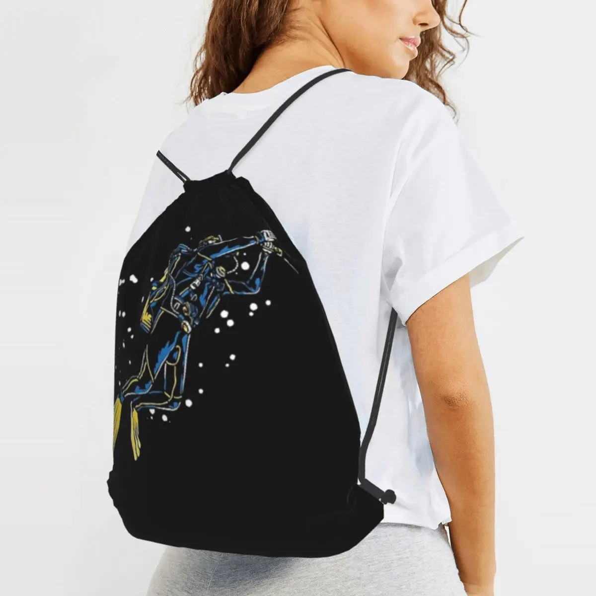 

Scuba Diving Dive Diver Sea Snorkeling Sports Backpacks Portable Drawstring Bundle Pocket Sports Bag Book Bags for Travel School