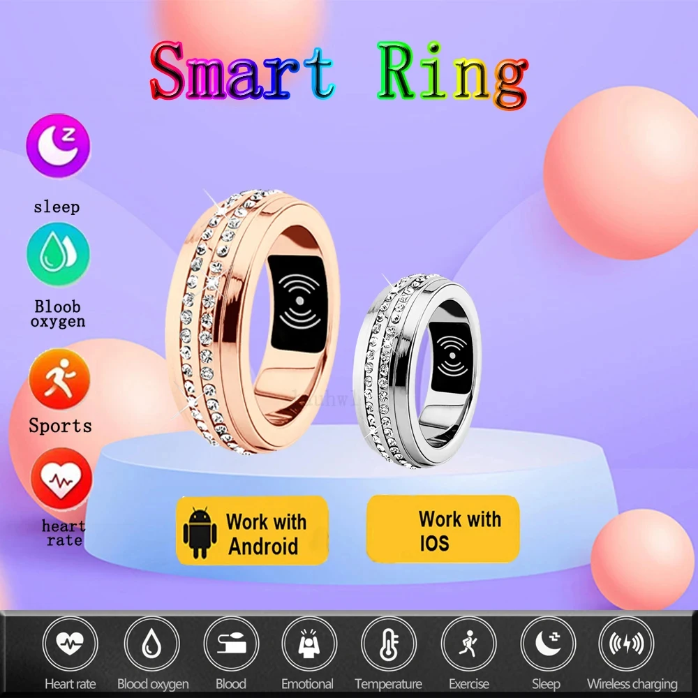 New Women Smart Ring For iphone Android Heart Rate Blood Pressure Blood Oxygen Temperature Calories Health Fitness Tracker Rings