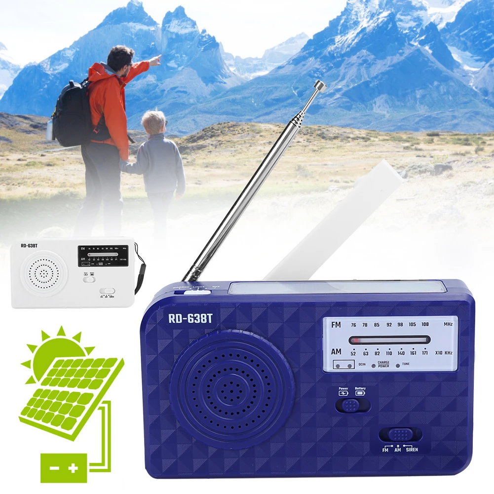 

RD638 ABS Solar Energy Emergency Multifunction Hand Crank Radio Support FM/AM Function Radio Solar Hand Crank Radio Solar Radio