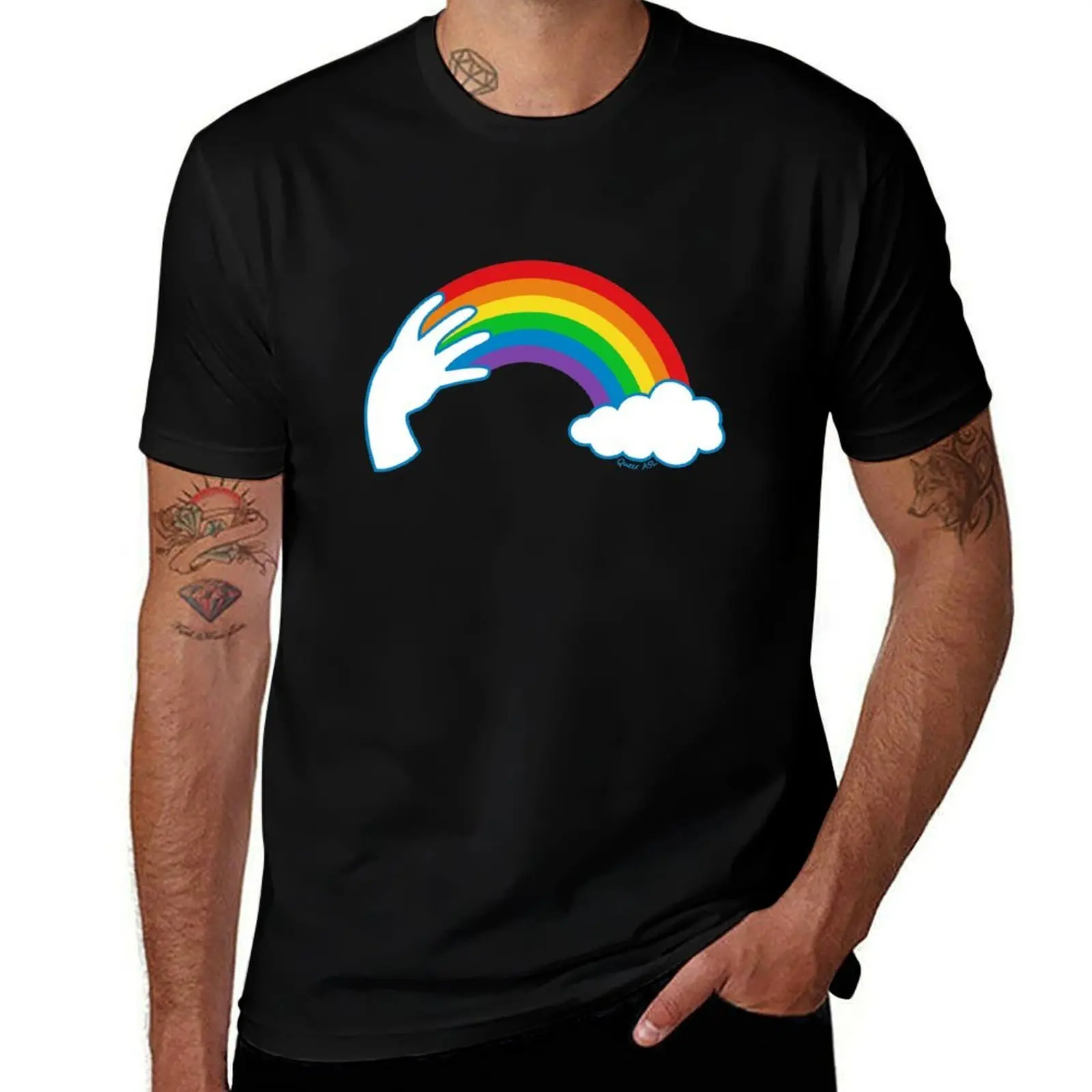 Queer ASL Rainbow - different shirt placements & options T-Shirt Odor Resistant Short Sleeve Top T-Shirt
