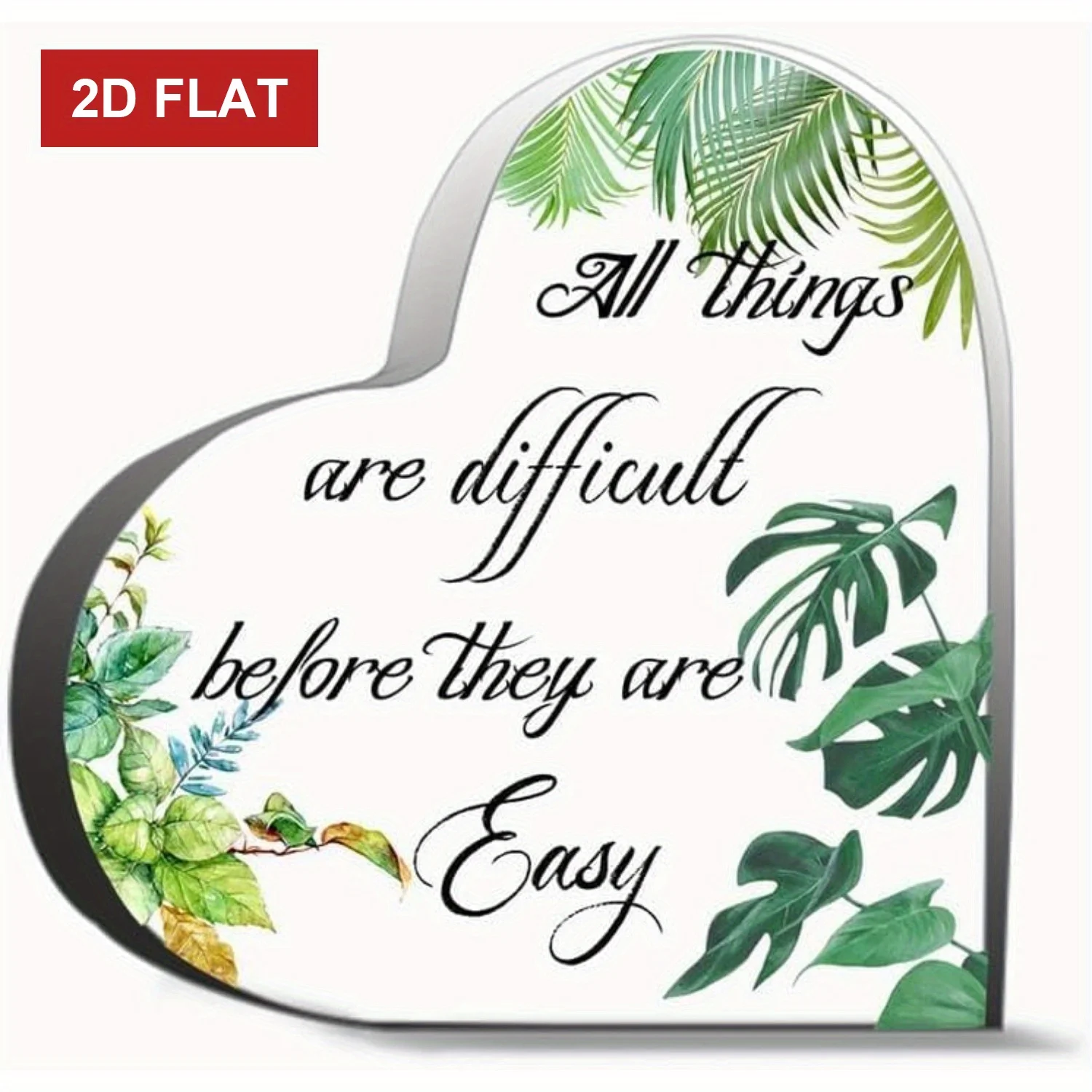 CIFBUY Wood Sign Love Is Patient 4x4 Inch Green Gold Inspirational Quote Decor Desk Office Home Sympathy Remembrance Keepsake