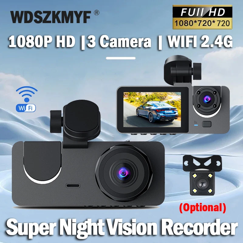 

Car DVR 3 Channel 1080P Dash Cam for Cars WIFI Video Recorder Camera for Vehicle Parking Monitor Black Box Car Accessories