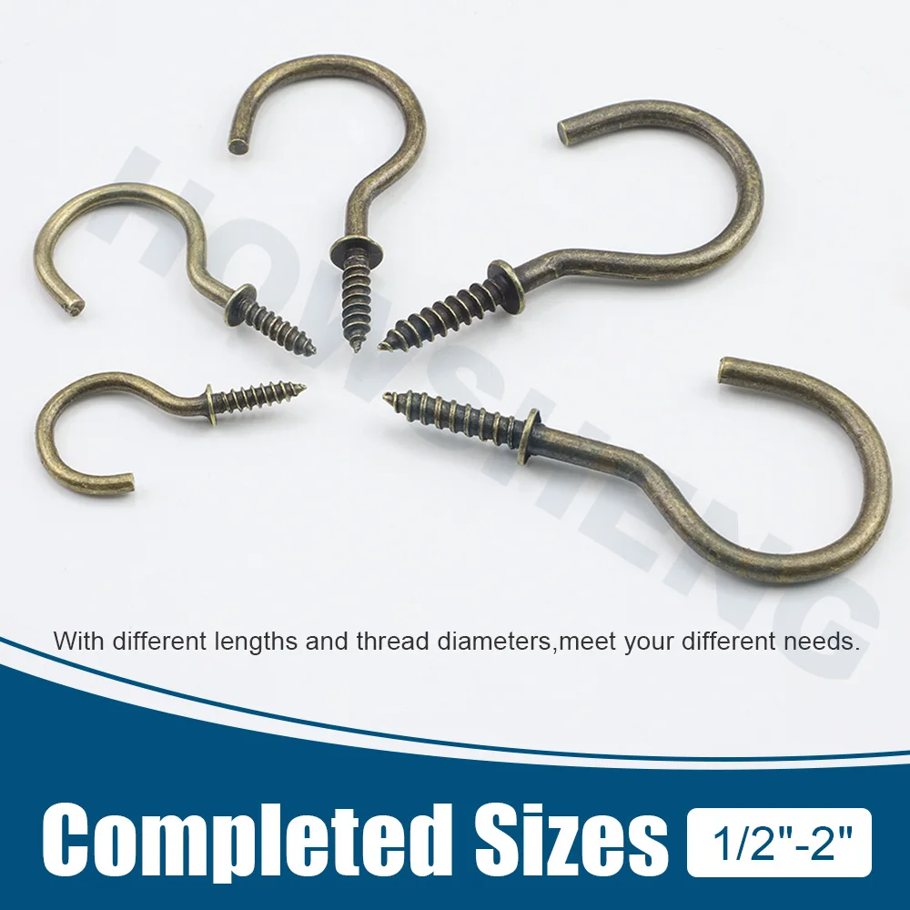 HOWSHENG 10-30pcs Bronze Cup Hook Screw Ceiling Screw-in Hooks 1/2\