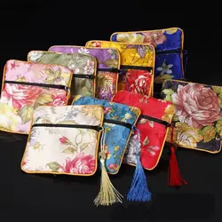 Estilo chinês Bordado Flor Bolsa, Requintado Carteira, Coin Pouch, Saco De Armazenamento, Embalagem De Jóias, Presente