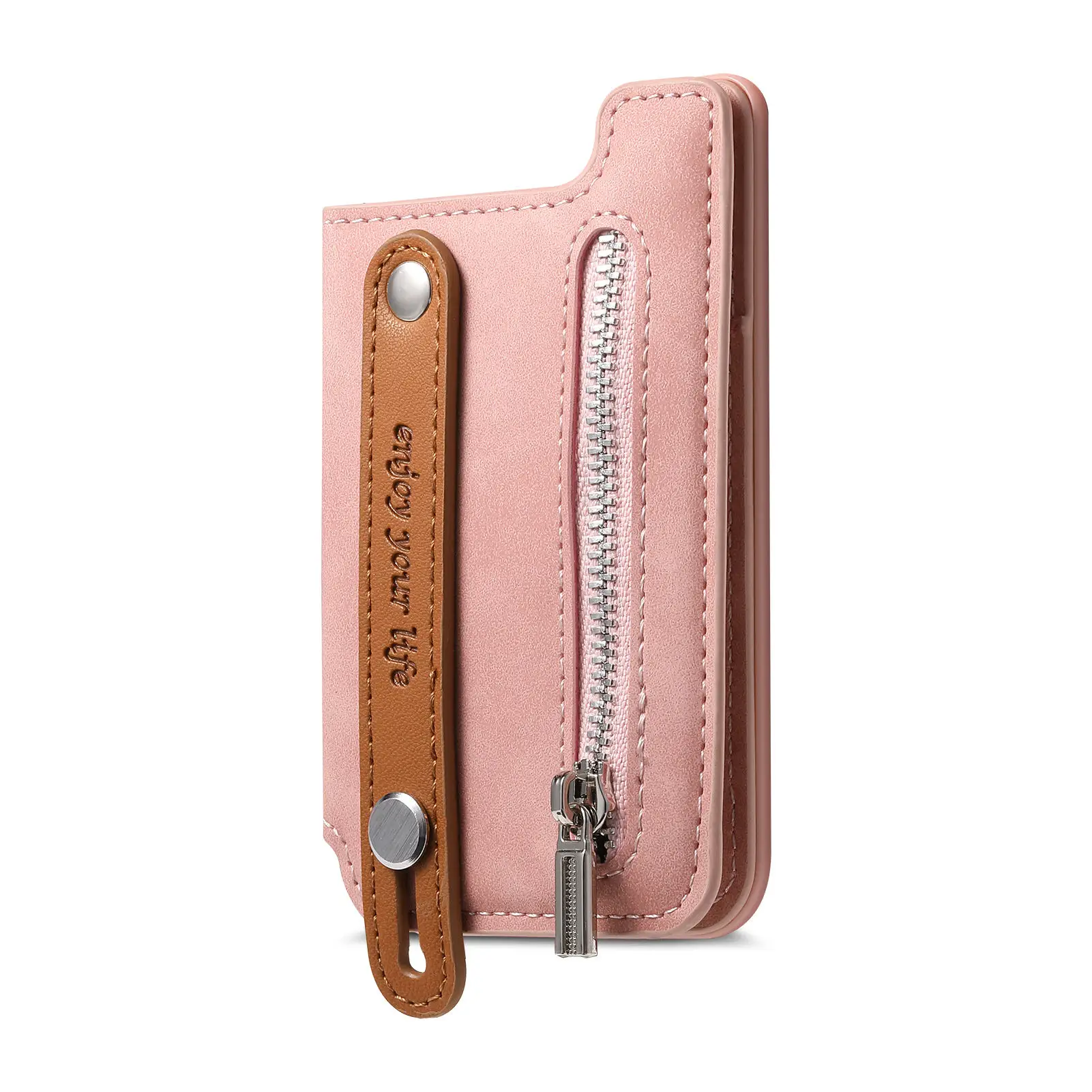 Telefoonkaarttas Draagbare portemonnee met ritssluiting Geschikt voor Magsafe Magnetische telefoonhoes Universele push-pull polsband Desktophouder