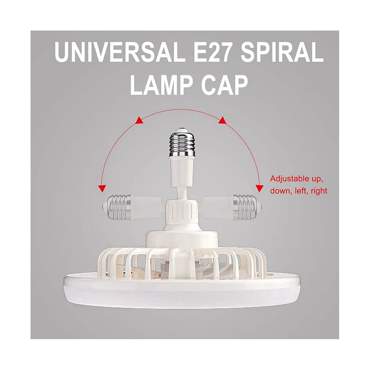 Потолочный вентилятор E27 с подсветкой, закрытый низкий вентилятор, держатель лампы с подвесом для электрического вентилятора (белый)
