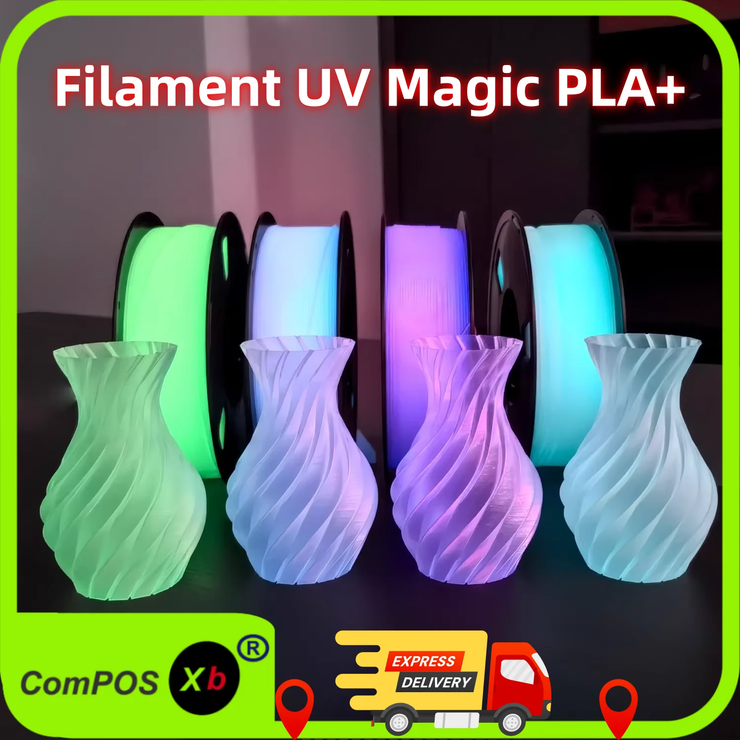 UV Magic PLA+ Pro 1.75mm Filament | Glow-in-Dark & Color-Shifting | Fast Dry & Clog-Free | Bambu/Creality/ELEGOO Compatible