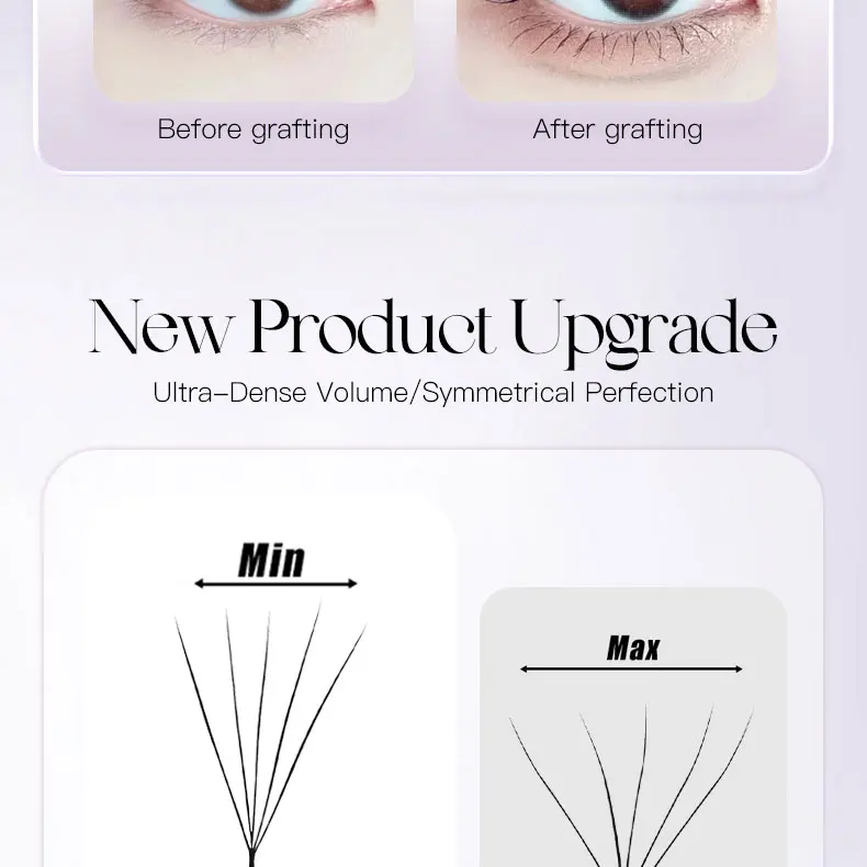 DeceMars V-förmige 5D Wimpernverlängerungen Matt Schwarz 12 Reihen/Tray für Make-up – Detail 3