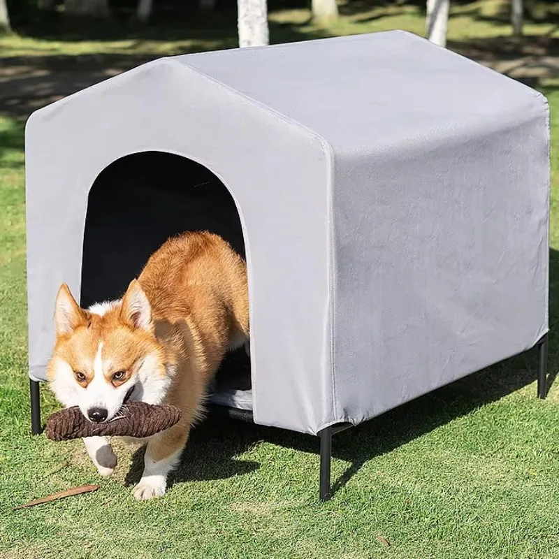All-Season Indoor/Outdoor Dog House Tent Large Pet Elevated Sunshade Windproof Waterproof Features Solid Garden Sun Furniture