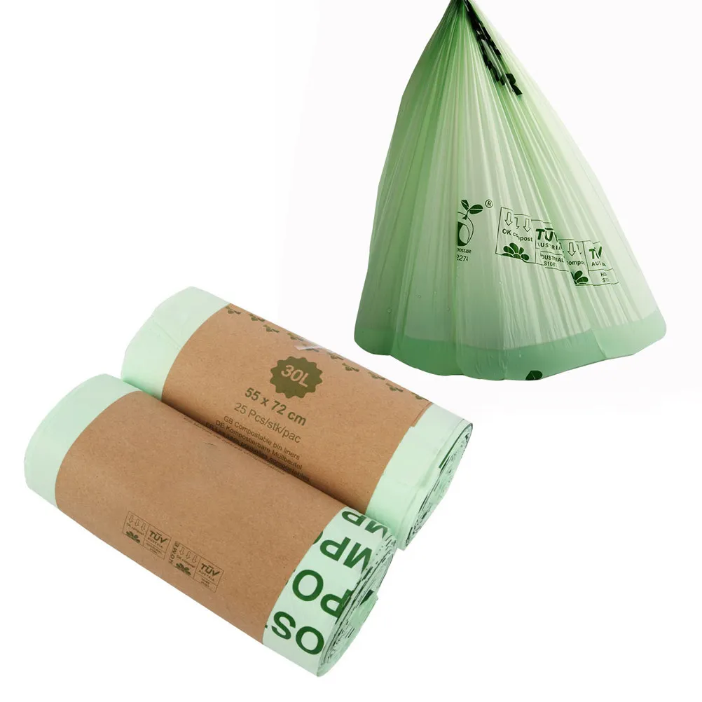 25pcs Environmentally Friendly Garbage Bags Portable Corn Starch Compostable Pet Waste Biodegradable Dog Cat Poop Bags Clean Up