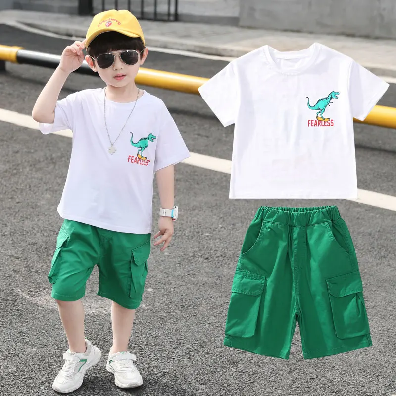 Summer Suit Baby Dinosaur Costume for Kids Boy Casual Clothing 2 Piece Set Outfit Toddler Child Dinosaur Clothing Tracksuit 2-11