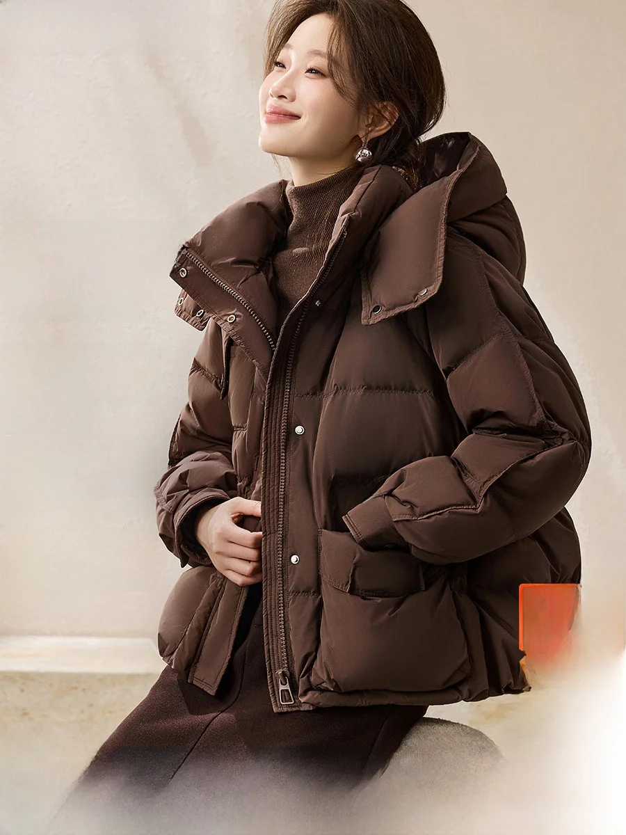 

Тепло Du down Jaet, женское повседневное пальто с высокой талией и дизайном, универсальное модное зимнее новое поступление