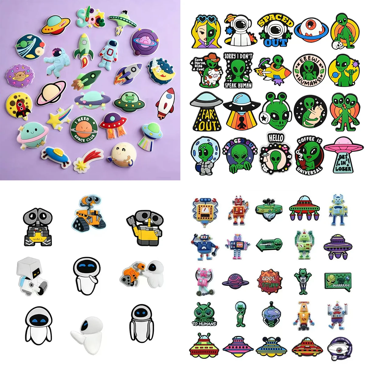 9-100pcs Hot Toys Robot, Alien Shoe Charms For Sandals,Shoe Decoration Accessories Shoe Pins Great Gift For Men Women