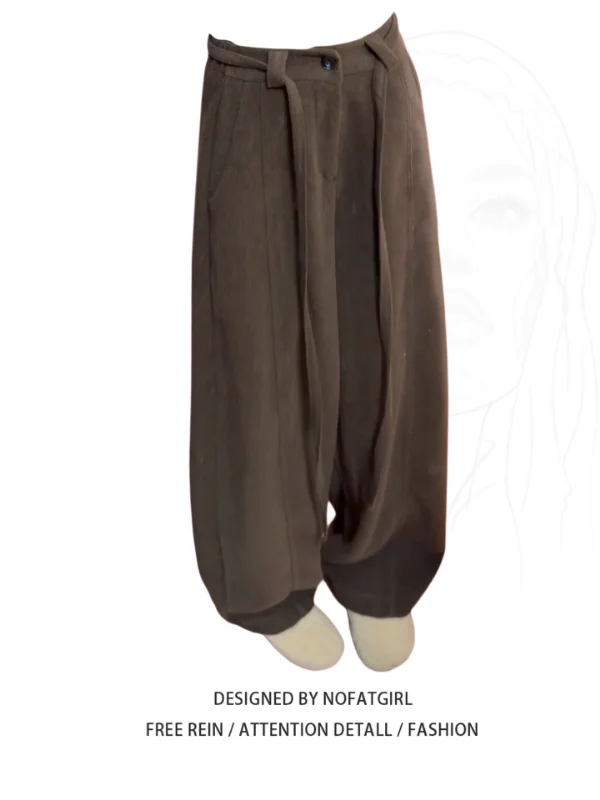 

Свободные корейские повседневные брюки с завязками, женские брюки с высокой талией и широкими штанинами, осенне-зимние новые модели, утягивающие брюки