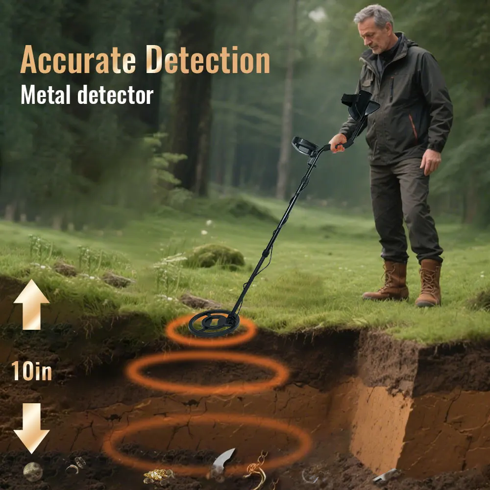 Metal Detector MD-810 Waterproof Coil Sensitivity Adjustable Depth Search For Gold Silver Treasure Hunting Pinpointer