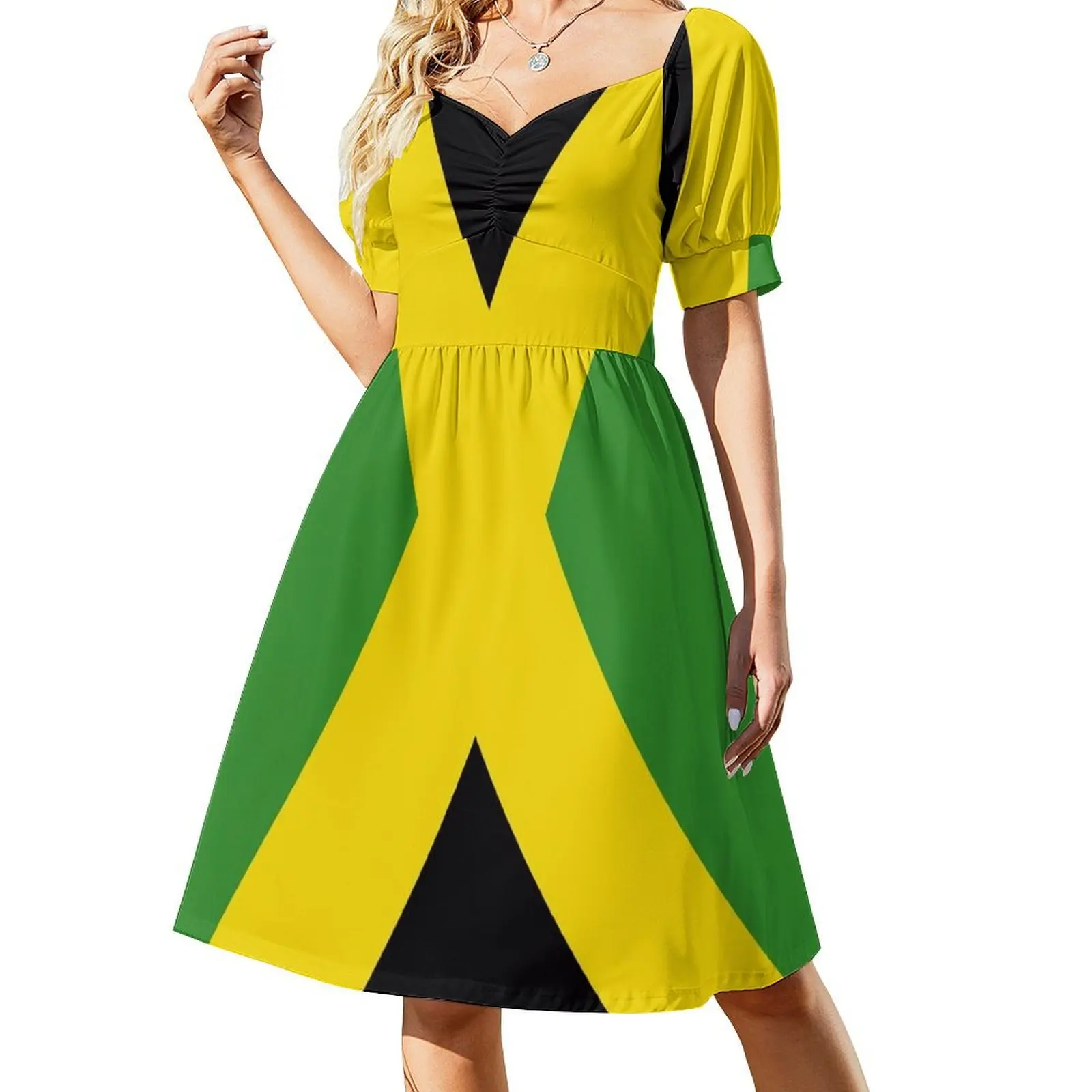 

Jamaica Flag Short Sleeved Dress dresses for womens womans clothing clothes Dress