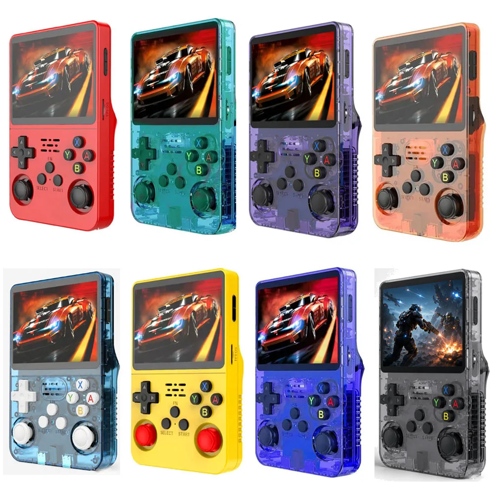 HOT SALE!! R36S Retro Handheld Game Console - 3.5 Inch IPS Screen, 64GB/128GB/256GB, Portable Gaming Device with Built-in Games