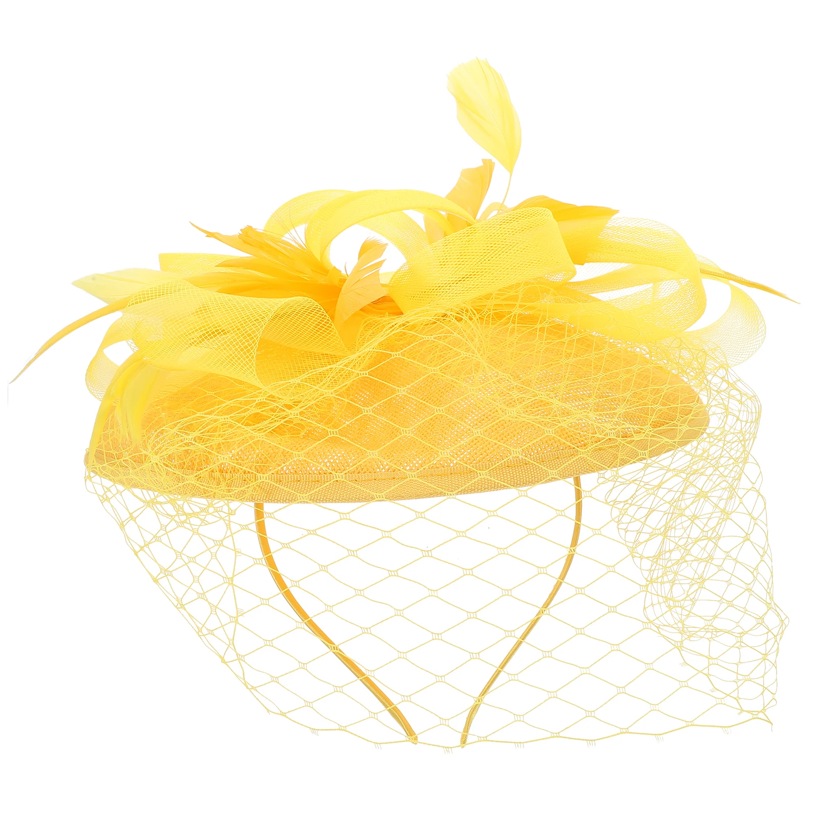 

Linen Yarn Fascinator Hat Detachable Clips Bride Headdress Wedding Party Hair Accessories Shiny Tiara Headpiece Wide