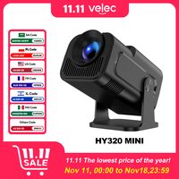 Velec HY320 Mini Projector Newly Native 720P Android 11 4K 300ANSI Wifi6 BT5.0 Home Outdoor 180° Rotable Projector HY320 MINI